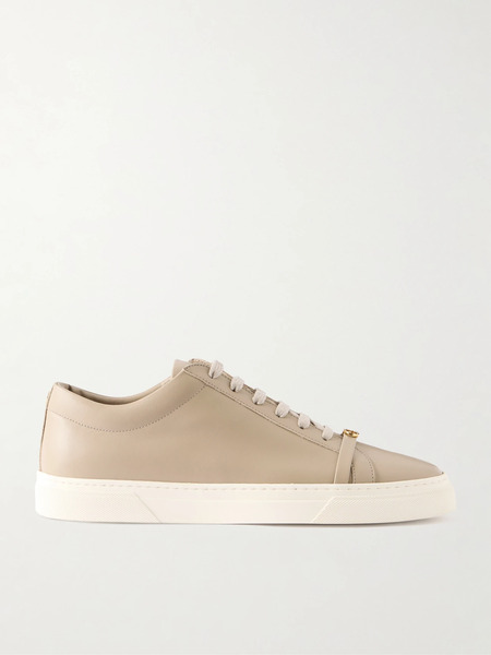  Jennifer Chamandi Jennifer Chamandi - Embellished Leather Sneakers - Taupe 