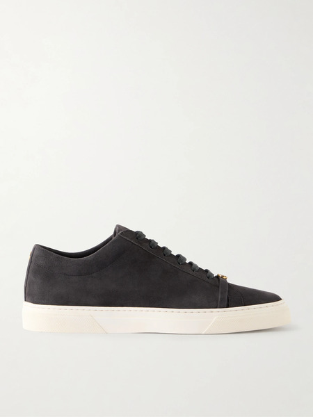  Jennifer Chamandi Jennifer Chamandi - Embellished Suede Sneakers - Dark Gray 