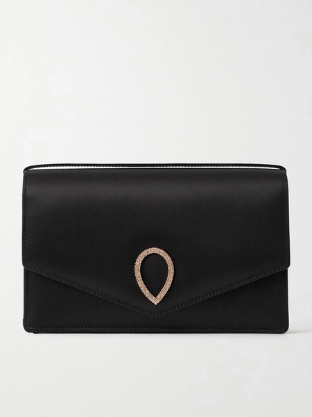  Jennifer Chamandi Jennifer Chamandi - Le 8 Crystal-embellished Satin Clutch - Black 