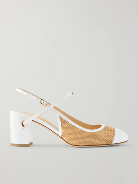  Jennifer Chamandi Jennifer Chamandi - Leather And Raffia Pumps - White 