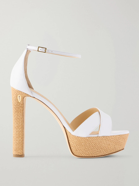  Jennifer Chamandi Jennifer Chamandi - Leo Leather And Raffia Platform Sandals - White 