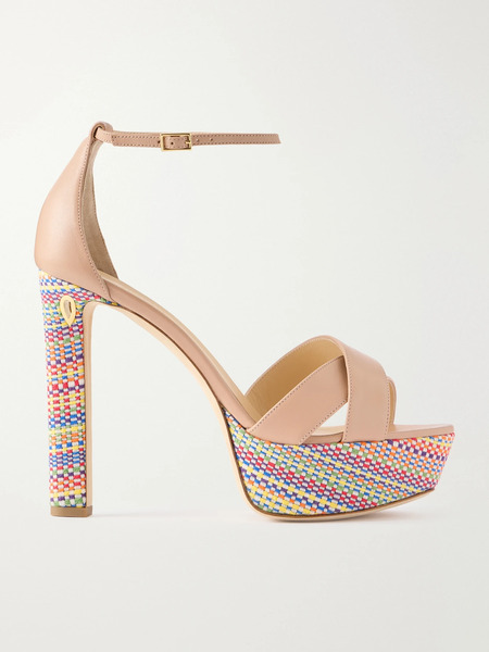  Jennifer Chamandi Jennifer Chamandi - Leonardo 130 Leather Platform Slingback Sandals - Multi 