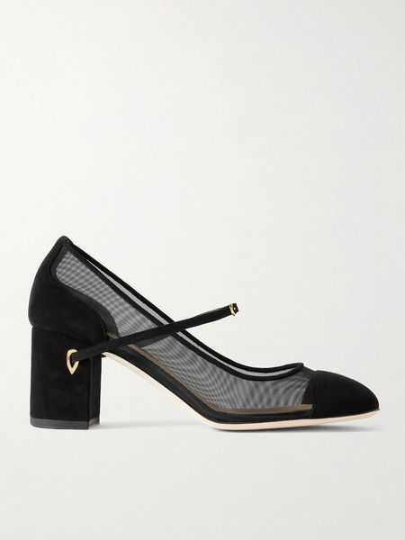  Jennifer Chamandi Jennifer Chamandi - Paolo 65 Mesh And Suede Pumps - Black 