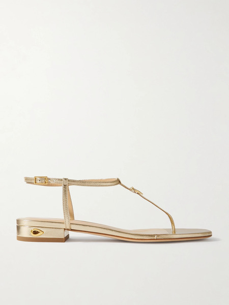  Jennifer Chamandi Jennifer Chamandi - Pietro 20 Metallic Leather Sandals - Gold 