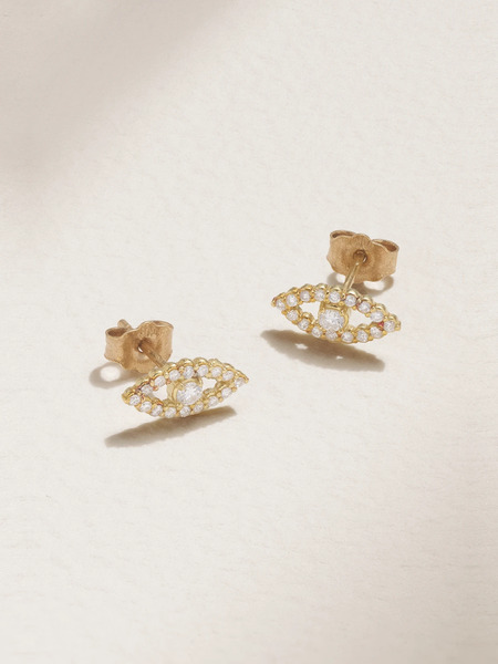  Jennifer Meyer Jennifer Meyer - Evil Eye Mini 18-karat Gold Diamond Earrings - One Size 