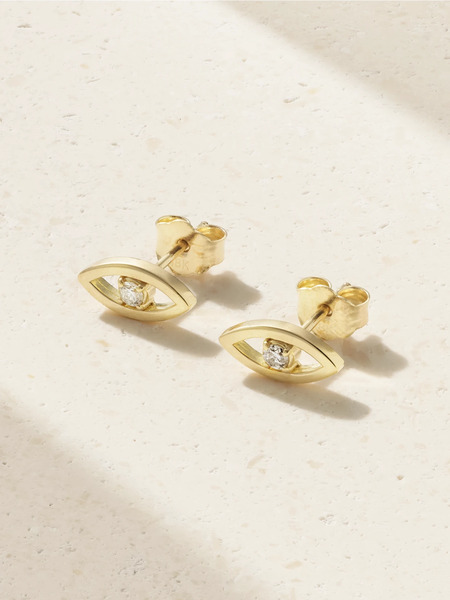  Jennifer Meyer Jennifer Meyer - Evil Eye Mini 18-karat Gold Diamond Earrings - One Size 