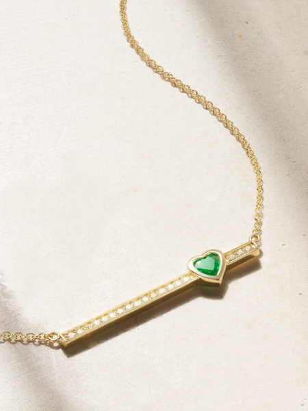  Jennifer Meyer Jennifer Meyer - 18-karat Gold Diamond And Emerald Necklace - One Size 