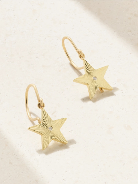  Jennifer Meyer Jennifer Meyer - Mini 70s Star 18-karat Gold Diamond Earrings - One Size 