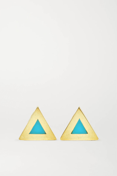  Jennifer Meyer Jennifer Meyer - Mini Triangle 18-karat Gold Turquoise Earrings - One Size 