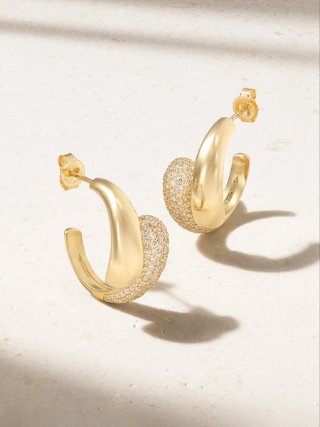  Jennifer Meyer Jennifer Meyer - Small Double Dome 18-karat Gold Diamond Hoop Earrings - One Size 