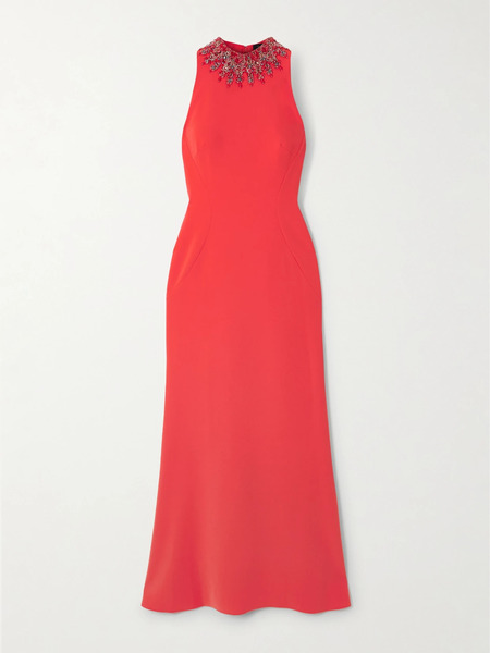  Jenny Packham Jenny Packham - Eclipse Crystal And Bead-embellished Crepe Gown - Red 
