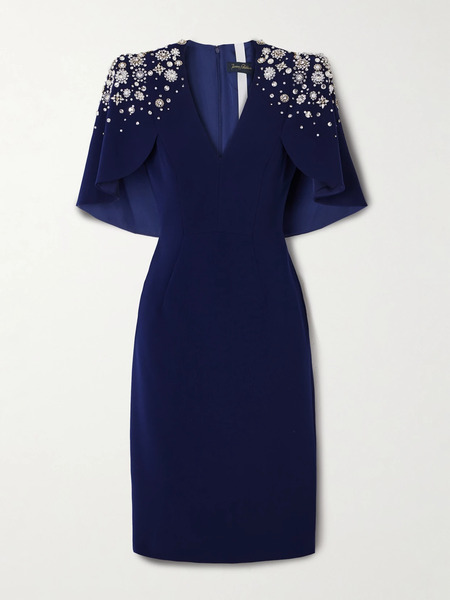  Jenny Packham Jenny Packham - Jupiter Embellished Crepe Midi Dress - Navy 