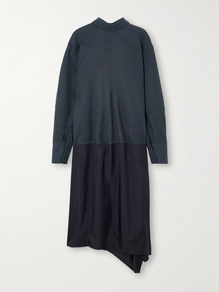  Jil Sander Jil Sander - Asymmetric Wool-felt And Satin-twill Dress - Navy 