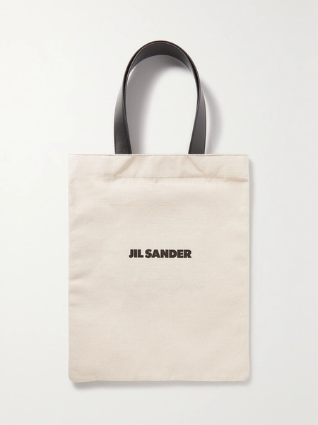  Jil Sander Jil Sander - Book Leather-trimmed Logo-print Canvas Tote - Neutral 