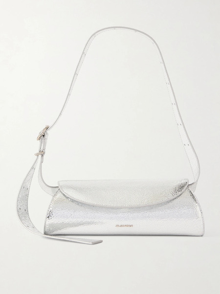  Jil Sander Jil Sander - Crinkled Metallic Leather Shoulder Bag - Silver 