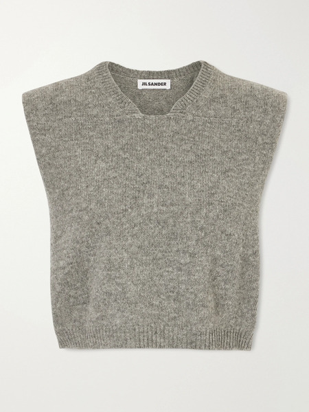  Jil Sander Jil Sander - Cropped Wool-blend Sweater Vest - Gray 