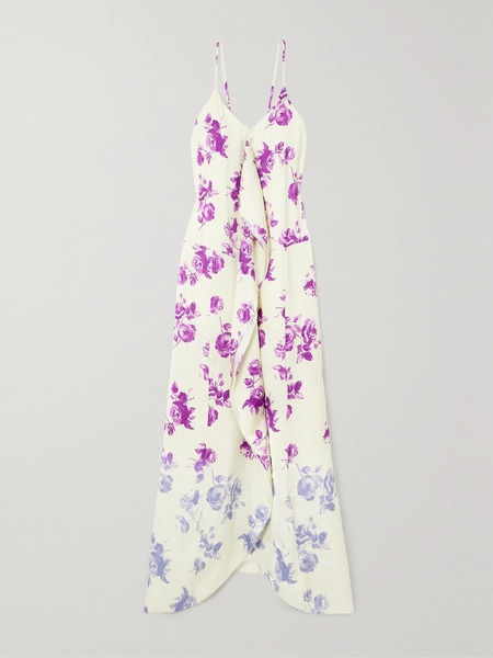  Jil Sander Jil Sander - Draped Floral-print Twill Maxi Dress - Multi 