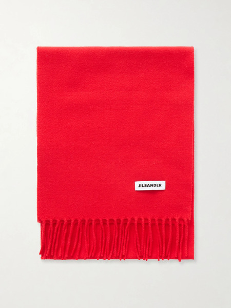  Jil Sander Jil Sander - Fringed Virgin Wool Scarf - Red 