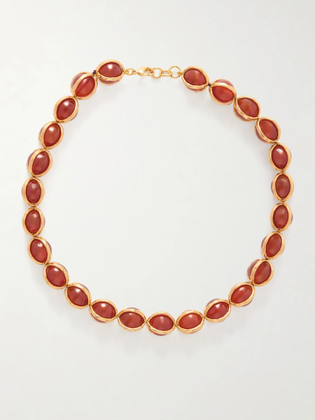  Jil Sander Jil Sander - Gold-tone Agate Beaded Necklace - Red 