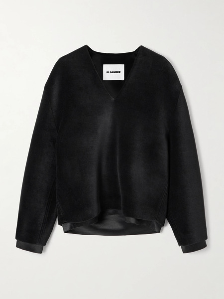  Jil Sander Jil Sander - Layered Velvet And Satin Blouse - Black 