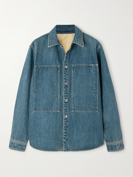  Jil Sander Jil Sander - Leather-trimmed Paneled Denim Shirt - Blue 