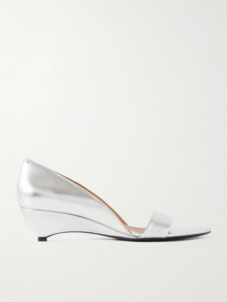  Jil Sander Jil Sander - Metallic Leather Wedge Sandals - Gray 