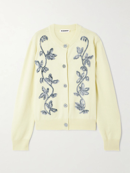  Jil Sander Jil Sander - Oversized Embroidered Wool Cardigan - Pastel Yellow 