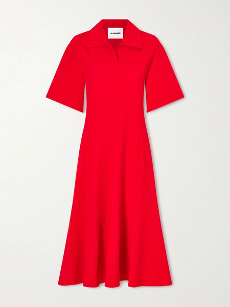  Jil Sander Jil Sander - Paneled Crepe Midi Dress - Red 