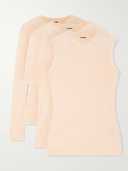  Jil Sander Jil Sander - Set Of Three Cotton-jersey Tops - Peach 