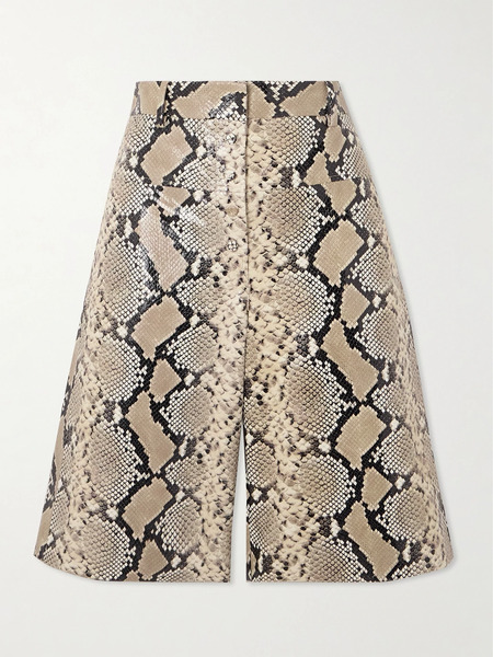  Jil Sander Jil Sander - Snake-effect Leather Shorts - Brown 