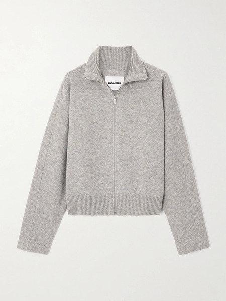  Jil Sander Jil Sander - Turtleneck Wool-blend Cardigan - Light Gray 