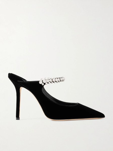  Jimmy Choo Jimmy Choo - Bing 100 Crystal-embellished Velvet Pumps - Black 
