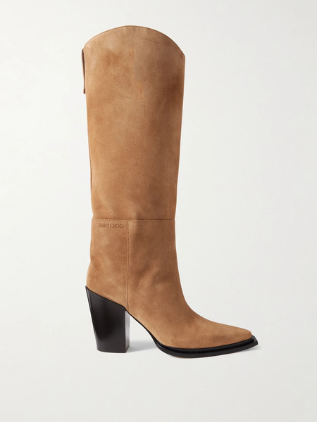  Jimmy Choo Jimmy Choo - Cece 80 Suede Knee Boots - Light Brown 