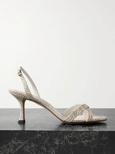  Jimmy Choo Jimmy Choo - Elsy 70 Snake-effect Leather Slingback Sandals - Snake Print 