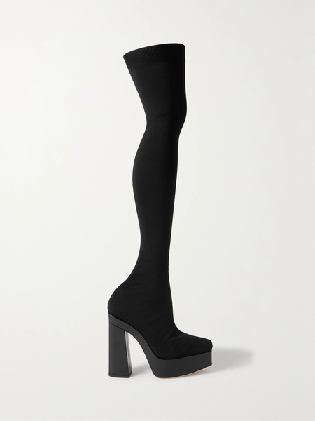  Jimmy Choo Jimmy Choo - Giome Over-the-knee Stretch-knit Platform Boots - Black 