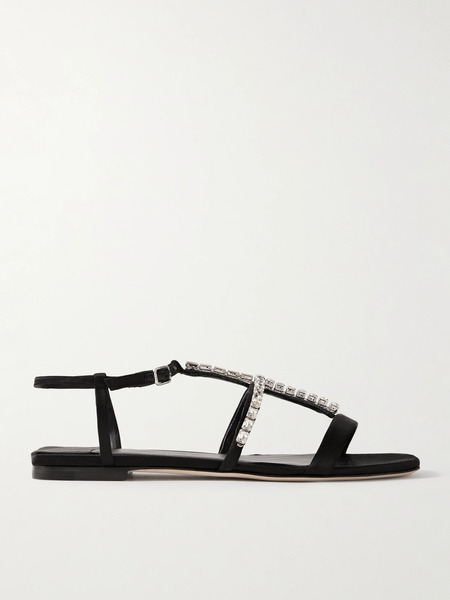  Jimmy Choo Jimmy Choo - Gwyn Crystal-embellished Satin Sandals - Black 