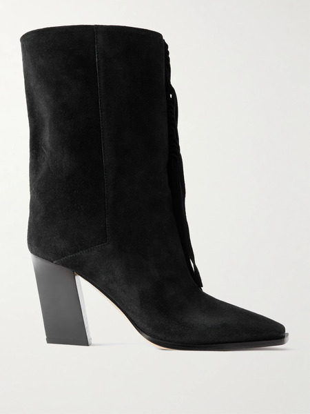  Jimmy Choo Jimmy Choo - Hart 85 Fringed Suede Boots - Black 