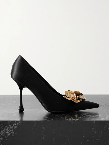  Jimmy Choo Jimmy Choo - Ixia 95 Embellished Satin Pumps - Black 