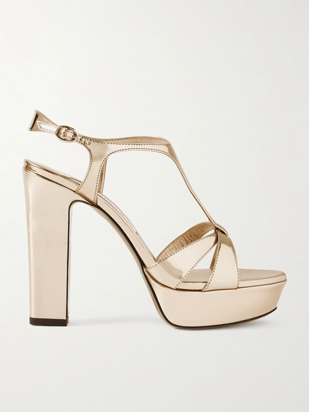  Jimmy Choo Jimmy Choo - Kesia 120 Mirrored-leather Platform Sandals - Shiny Gold 