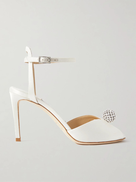  Jimmy Choo Jimmy Choo - Sacora 85 Crystal-embellished Satin Sandals - Ivory 