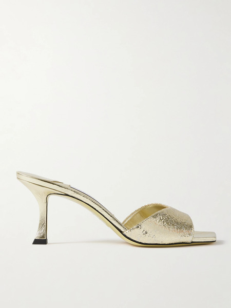  Jimmy Choo Jimmy Choo - Skye 70 Cracked Metallic Mules - Gold 