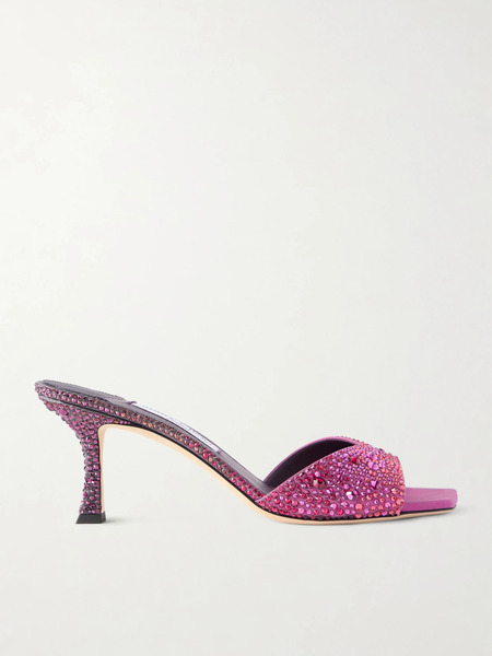  Jimmy Choo Jimmy Choo - Skye 70 Crystal-embellished Satin Mules - Violet 