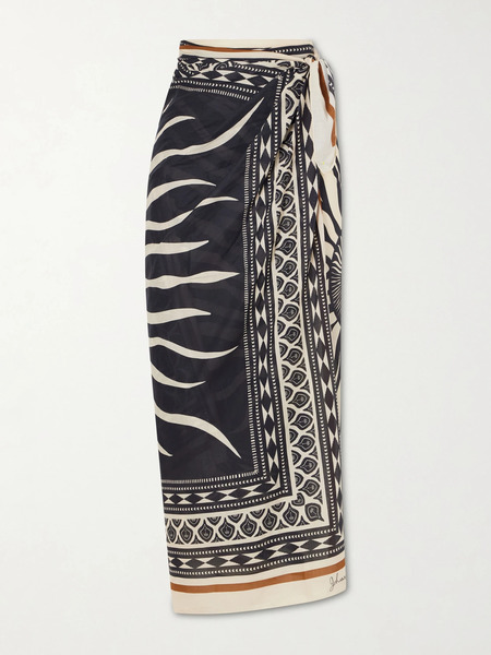  Johanna Ortiz Johanna Ortiz - Golden Horizon Printed Cotton Pareo - Black 
