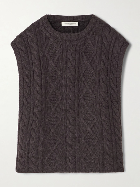  Johnstons Of Elgin Johnstons Of Elgin - Cable-knit Cashmere Tank - Dark Brown 