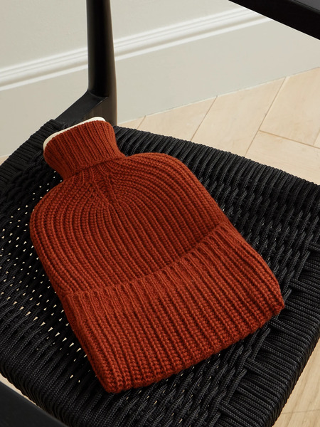  Johnstons Of Elgin Johnstons Of Elgin - Ribbed Cashmere Hot Water Bottle Cover - Brick 