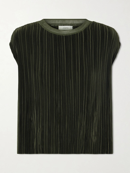  Joseph Joseph - Cedre Plissé Satin Blouse - Green 