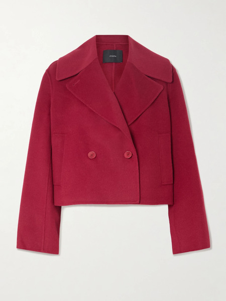  Joseph Joseph - Delano Cropped Wool And Cashmere-blend Double-breasted Jacket - Red 