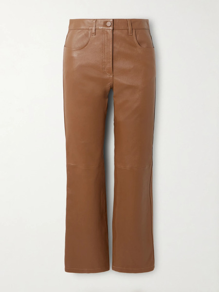  Joseph Joseph - Duke Cropped Leather Flared Pants - Light Brown 