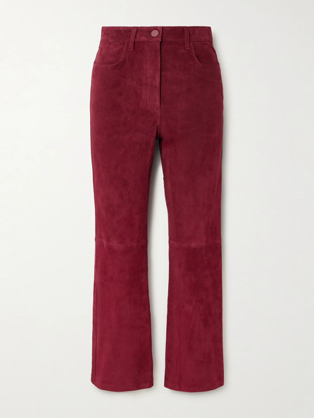  Joseph Joseph - Duke Cropped Suede Straight-leg Pants - Red 