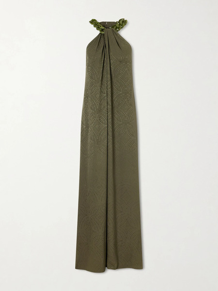  Joseph Joseph - Embellished Silk-jacquard Halterneck Maxi Dress - Green 